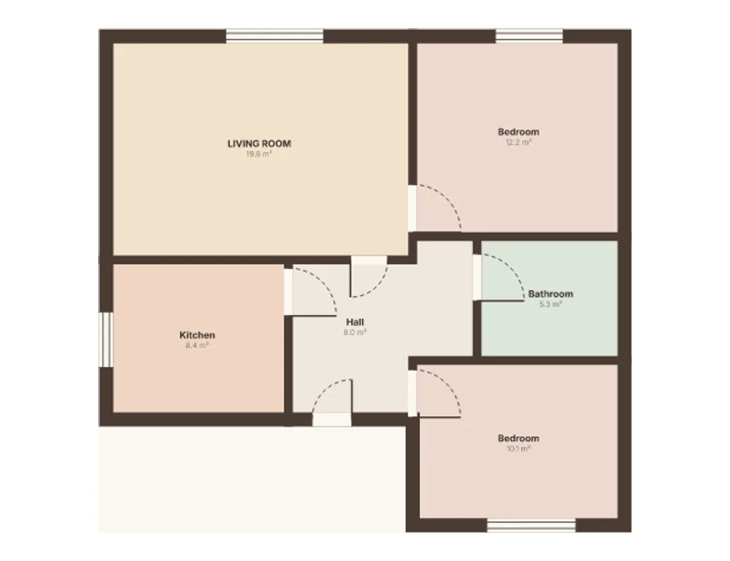 The same plan, editable, in the warm style